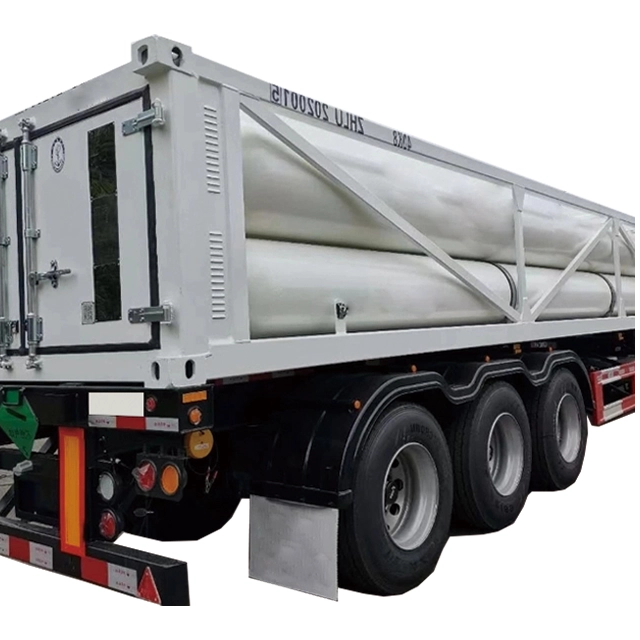 ISO Amse Standard 5200 Nm3 20FT 16 Tube CNG Hydrogen Skid Container CNG Hydrogen Truck Trailer Skeleton Semi Trailer