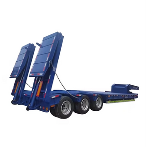 Heavy Machinery Equipment Loader Excavators 100 Tons Double Step Frame 3 Axle Flatbed Trailer
