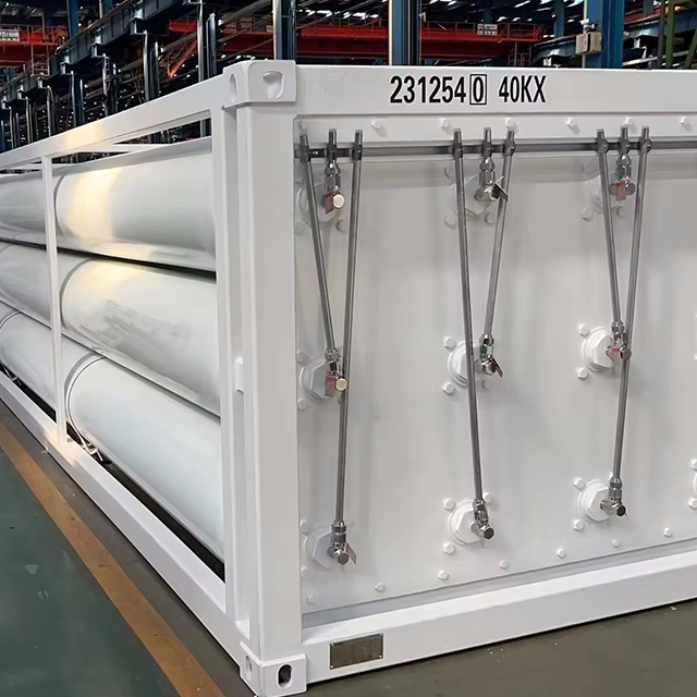 ISO Amse Standard 5200 Nm3 20FT 16 Tube CNG Hydrogen Skid Container CNG Hydrogen Truck Trailer Skeleton Semi Trailer