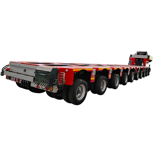 8 Axles 100tons Steering Function Flatbed Lowbed Lowboy Semi Trailer 