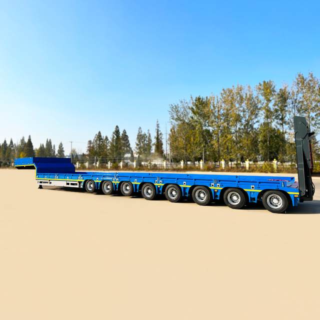 8 Axles Normal Hydraulic Steering Flatbed Lowbed Lowboy Modular Semi Trailer 